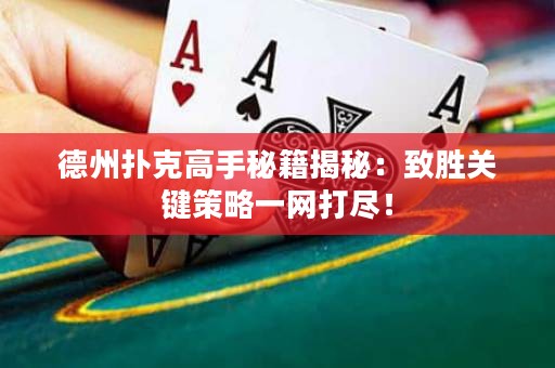 德州撲克高手秘籍揭秘：致勝關(guān)鍵策略一網(wǎng)打盡！
