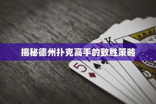 揭秘德州撲克高手的致勝策略