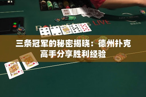 三條冠軍的秘密揭曉：德州撲克高手分享勝利經(jīng)驗(yàn)