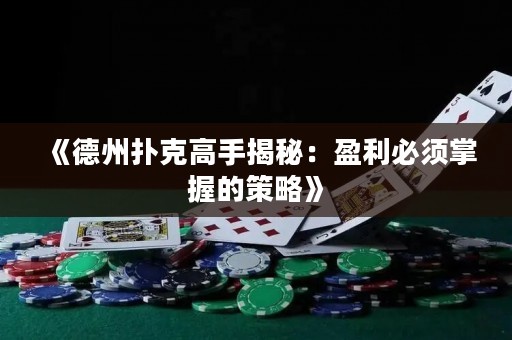 《德州撲克高手揭秘：盈利必須掌握的策略》