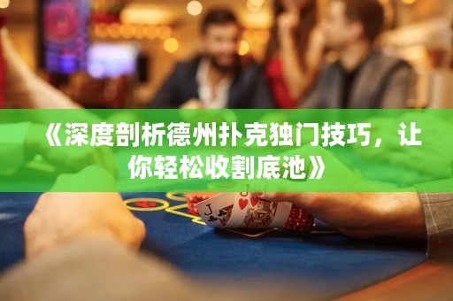 《深度剖析德州撲克獨(dú)門技巧，讓你輕松收割底池》